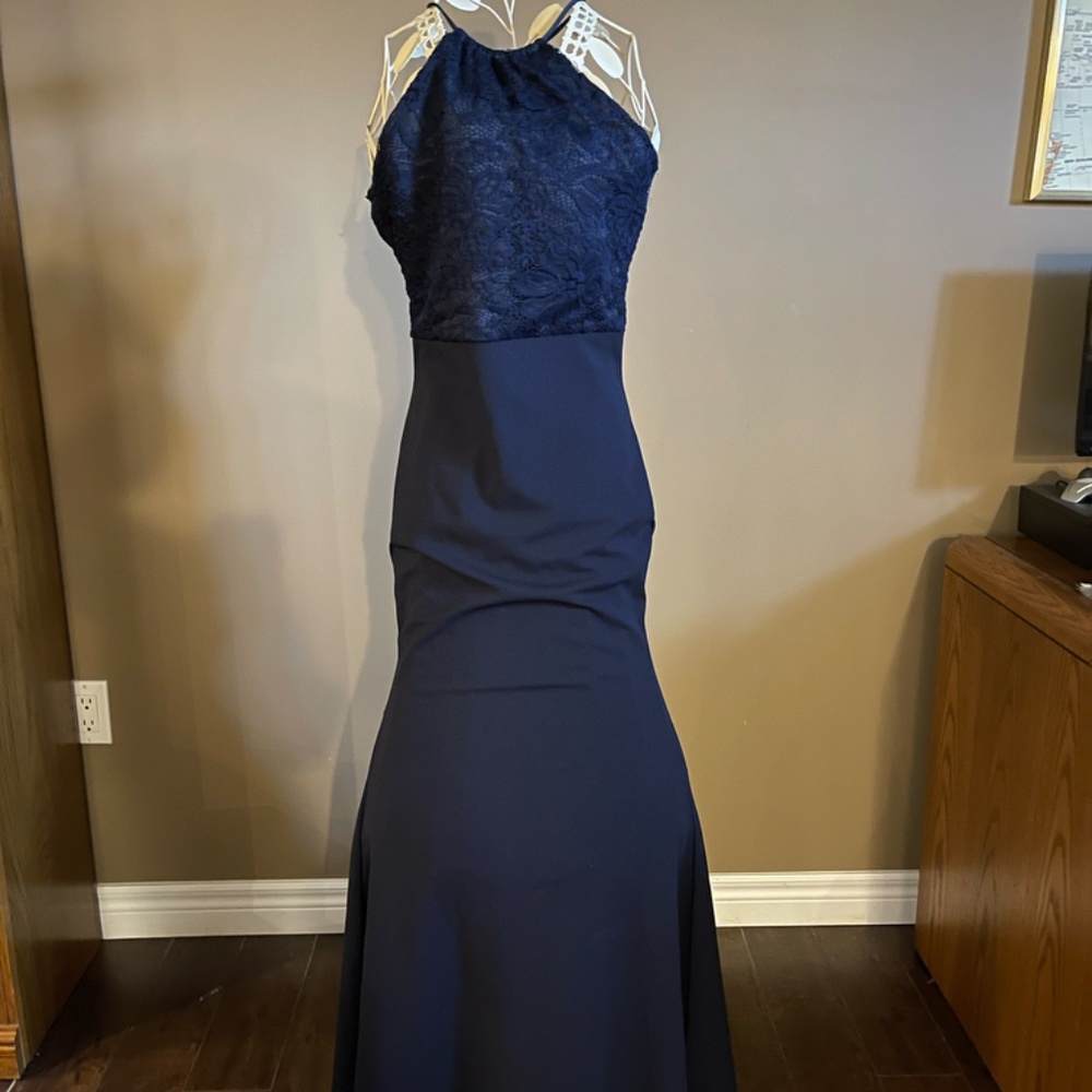 MissGuided Navy Bridesmaid Dress